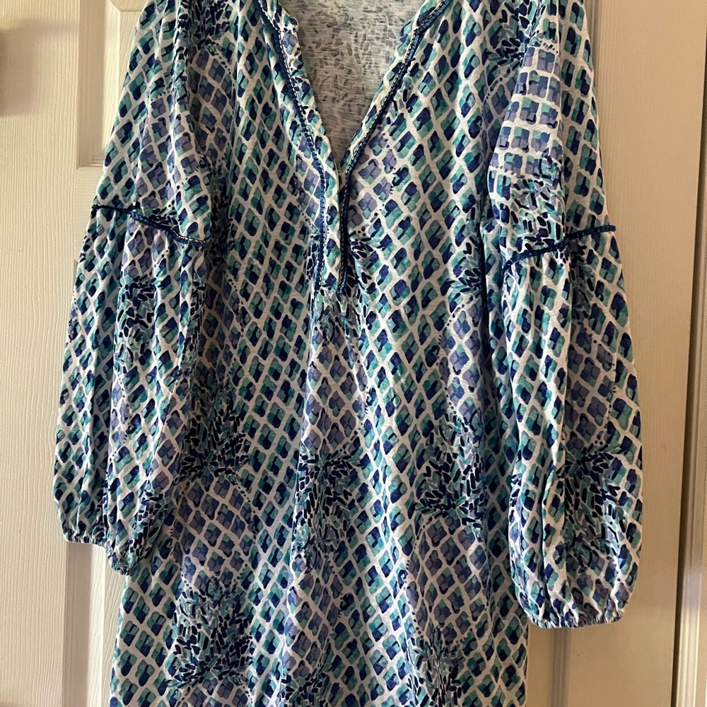 Blue and White Patterned Dress